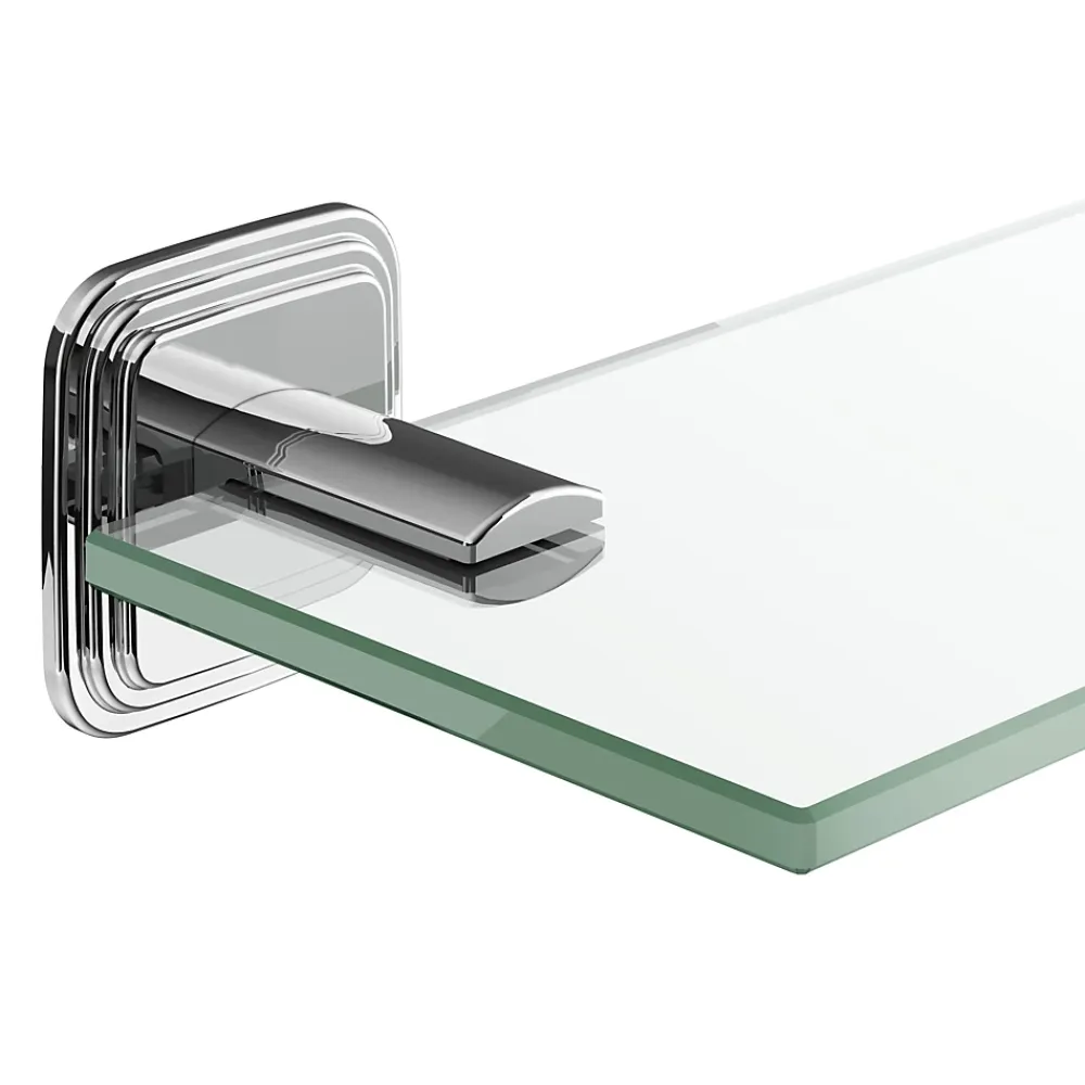 Etagère Salle De Bains|GoodHome Étagère de salle de bain en verre et acier inoxydable chromé H.40 cm Teesta