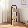 [En.Casa] Étagère de salle de bain Tervola 73x23x18,5cm noir naturel aspect rotin en.casa