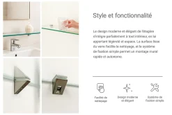 Tulup Étagère De Salle 90x13 cm Au-Dessus Du Lavabo Avec Supports En Métal Chromé