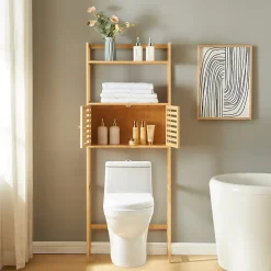 Etagère Salle De Bains|[En.Casa] Étagère de toilette Haugesund bambou 158 x 60 x 26 cm naturel en.casa