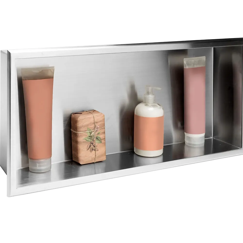 Rea ÉTAGÈRE D'ENCASTREMENT POUR SALLE DE BAINS 3 30X60X10 BRUSH STEEL