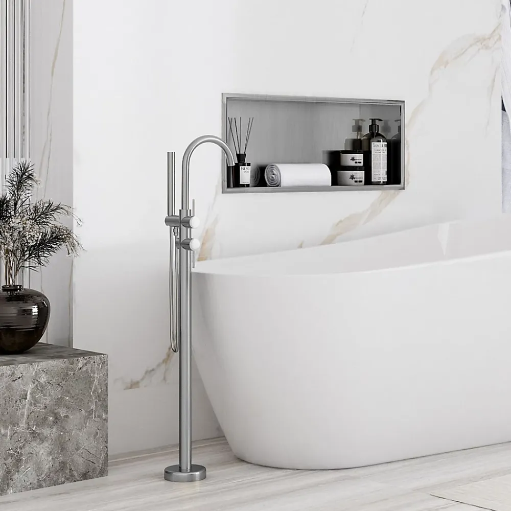 Rea ÉTAGÈRE D'ENCASTREMENT POUR SALLE DE BAINS 3 30X60X10 BRUSH STEEL