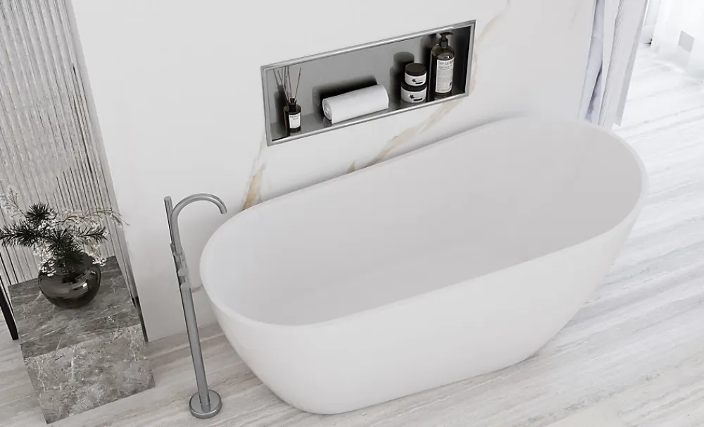 Rea ÉTAGÈRE D'ENCASTREMENT POUR SALLE DE BAINS 3 30X60X10 BRUSH STEEL