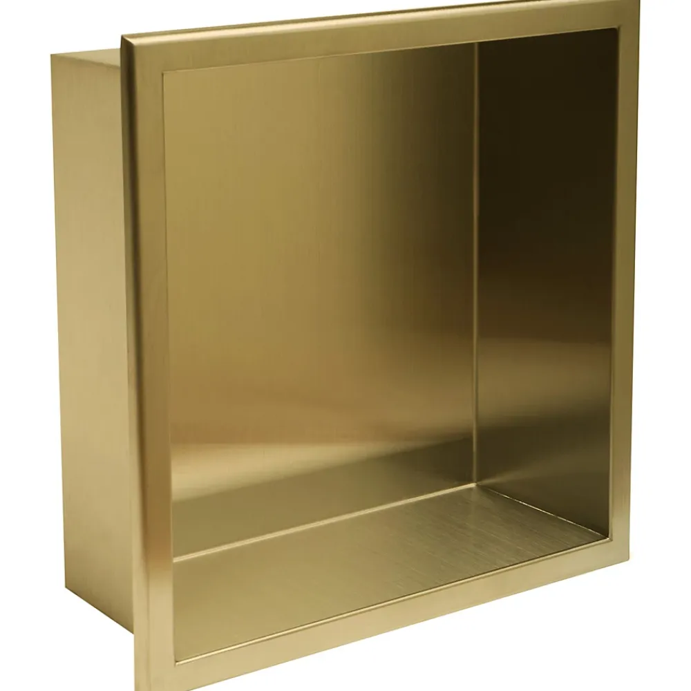 Etagère Salle De Bains|Rea ÉTAGÈRE D'ENCASTREMENT POUR SALLE DE BAINS 7 30X30X10 BRUSH GOLD