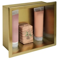 Etagère Salle De Bains|Rea ÉTAGÈRE D'ENCASTREMENT POUR SALLE DE BAINS 7 30X30X10 BRUSH GOLD