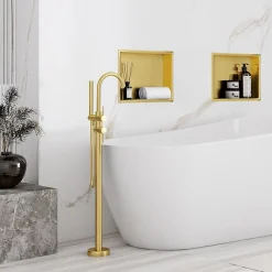 Etagère Salle De Bains|Rea ÉTAGÈRE D'ENCASTREMENT POUR SALLE DE BAINS 7 30X30X10 BRUSH GOLD