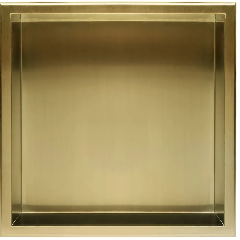 Etagère Salle De Bains|Rea ÉTAGÈRE D'ENCASTREMENT POUR SALLE DE BAINS 7 30X30X10 BRUSH GOLD