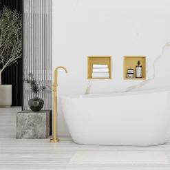 Etagère Salle De Bains|Rea ÉTAGÈRE D'ENCASTREMENT POUR SALLE DE BAINS 7 30X30X10 BRUSH GOLD