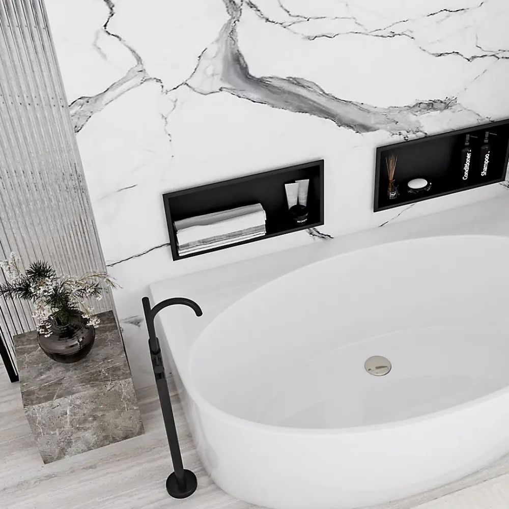 Etagère Salle De Bains|Rea ÉTAGÈRE D'ENCASTREMENT POUR SALLE DE BAINS 5 30X45X10 BLACK