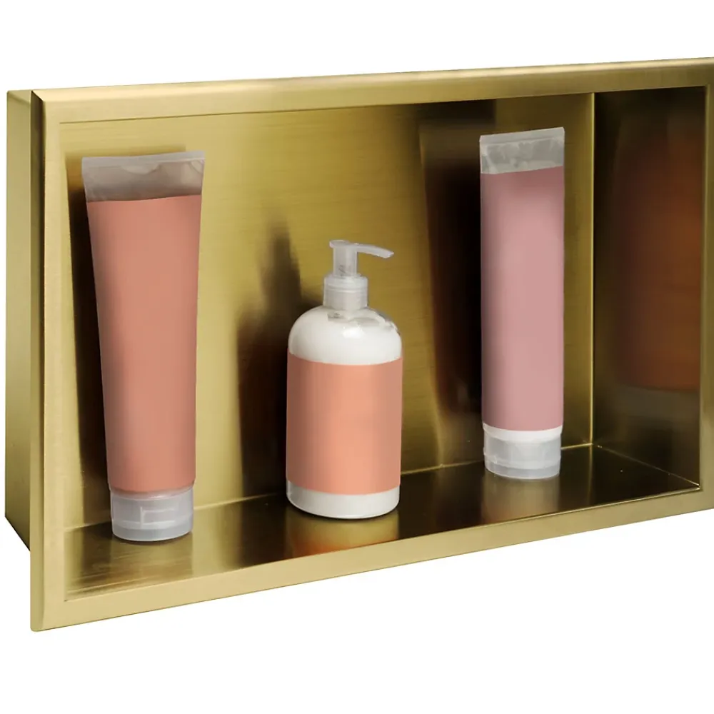 Etagère Salle De Bains|Rea ÉTAGÈRE D'ENCASTREMENT POUR SALLE DE BAINS 8 30X45X10 BRUSH GOLD
