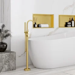 Etagère Salle De Bains|Rea ÉTAGÈRE D'ENCASTREMENT POUR SALLE DE BAINS 8 30X45X10 BRUSH GOLD