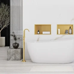 Etagère Salle De Bains|Rea ÉTAGÈRE D'ENCASTREMENT POUR SALLE DE BAINS 8 30X45X10 BRUSH GOLD