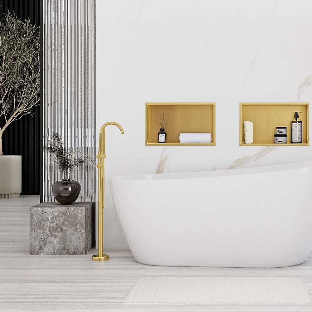 Etagère Salle De Bains|Rea ÉTAGÈRE D'ENCASTREMENT POUR SALLE DE BAINS 8 30X45X10 BRUSH GOLD