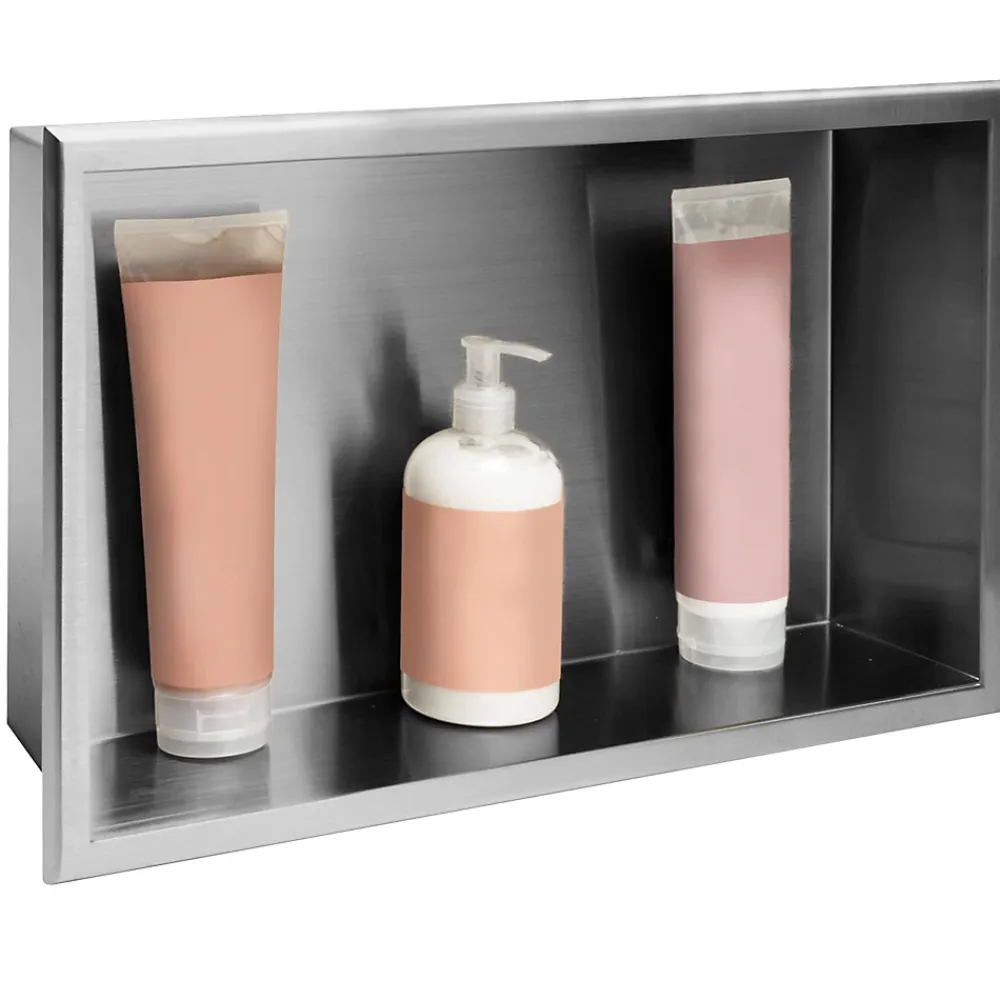 Etagère Salle De Bains|Rea ÉTAGÈRE D'ENCASTREMENT POUR SALLE DE BAINS 2 30X45X10 BRUSH STEEL