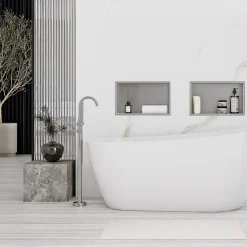 Etagère Salle De Bains|Rea ÉTAGÈRE D'ENCASTREMENT POUR SALLE DE BAINS 2 30X45X10 BRUSH STEEL