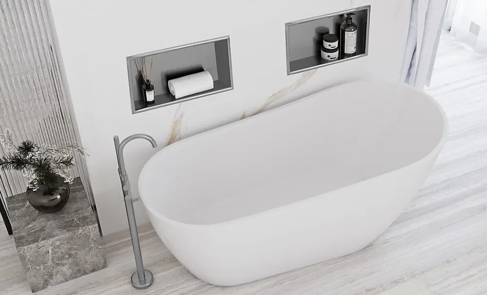 Etagère Salle De Bains|Rea ÉTAGÈRE D'ENCASTREMENT POUR SALLE DE BAINS 2 30X45X10 BRUSH STEEL