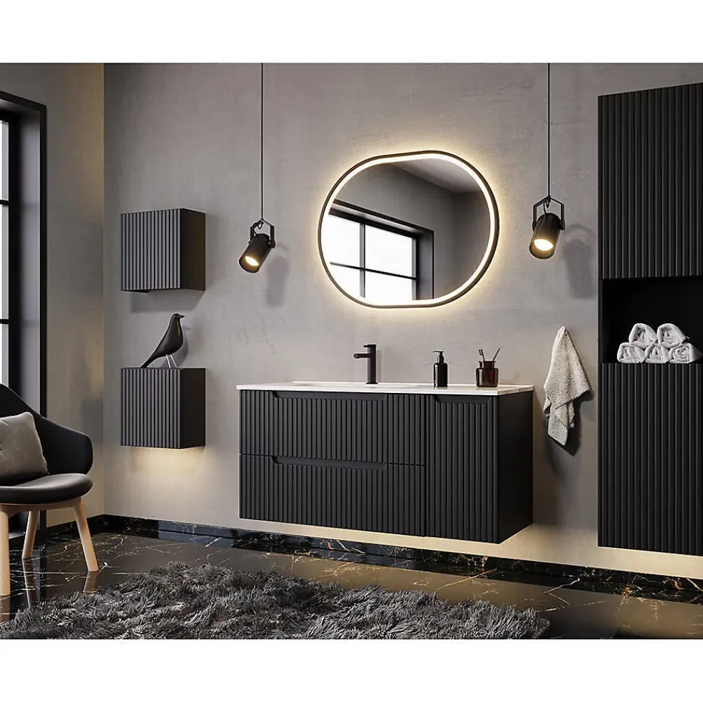 [En.Casa] Étagère murale de salle de bain Newport 27 x 25 x 21 cm noir en.casa