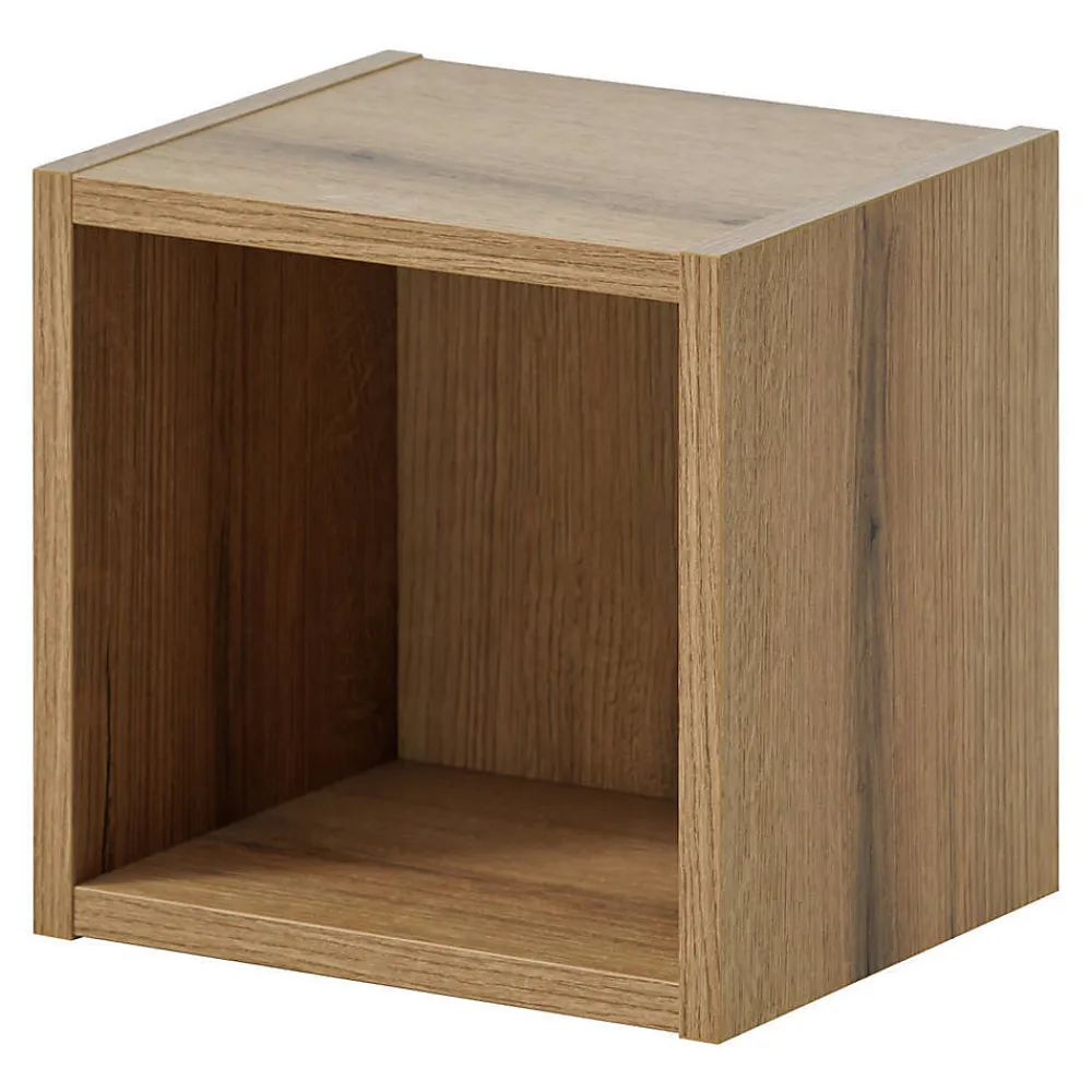 [En.Casa] Étagère murale de salle de bain Newport 27 x 25 x 21 cm effet chêne en.casa