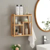 Etagère Salle De Bains|Meuble De Salle De Bains Faible Profondeur|[En.Casa] Étagère murale pour salle de bain Höör bambou 42 x 37 x 17 cm naturel en.casa