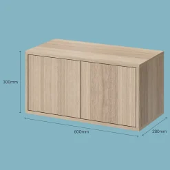 GoodHome Étagère murale rectangulaire avec portes Rigga effet chêne L. 60 cm