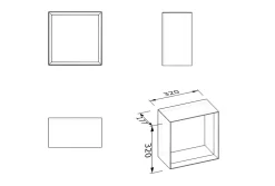 Bernstein Étagère murale suspendue carré design en MDF, résistant à l'humidité, laqué 7 fois - 32x32x17,7cm - ARCTIC 320 - Blanc mat