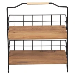 [En.Casa] Étagère Sallingsund avec 2 surfaces de stockage pour salle de bain noir effet bois en.casa