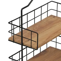 [En.Casa] Étagère Sallingsund avec 2 surfaces de stockage pour salle de bain noir effet bois en.casa