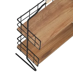 [En.Casa] Étagère Sallingsund avec 2 surfaces de stockage pour salle de bain noir effet bois en.casa
