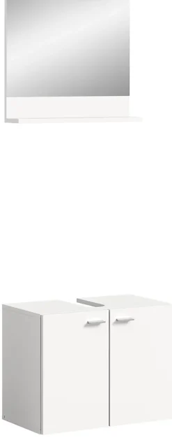Meuble Sous Lavabo|Chb Collection Tambo - Ensemble de 2 meubles de salle de bains (L/H/P : 57x186x33 cm) en mélaminé blanc, vasque non incluse
