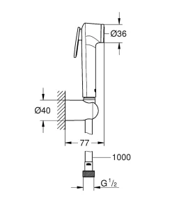 Grohe Tempesta-F Trigger Spray 30 - Ensemble de douche chromé 1 jet avec support mural (26352000)