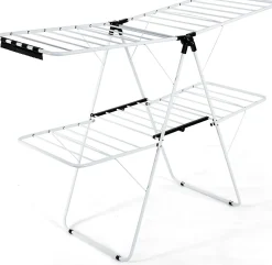 Giantex étendoir à Linge à 2 Niveaux,avec Barre de Support Réglable,26 Pinces,Cintre à Linge Pliable,Gain de Place et Collapsible