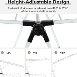 Giantex étendoir à Linge à 2 Niveaux,avec Barre de Support Réglable,26 Pinces,Cintre à Linge Pliable,Gain de Place et Collapsible