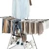 Giantex Étendoir à Linge Pliable à 6 Niveaux Réglable en Hauteur avec Cintres Suspendus en Hauteur et Clips Latéraux Séchoir à Ailes