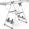 Giantex Étendoir à Linge Pliable à 2 Niveaux en Aluminium avec Ailes Réglables en Hauteur 21 Rails de Séchage 10 Pinces