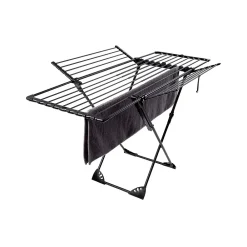 Kitchen Move Étendoir à linge pliable 27 m d'étendage avec 4 ailes, noir sur roulettes, Umea