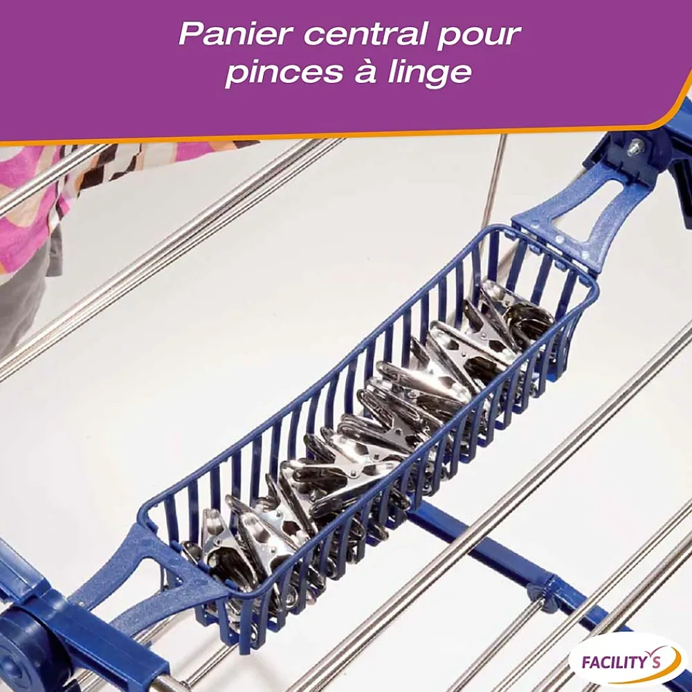 Facility'S Étendoir à linge pliable avec porte cintres