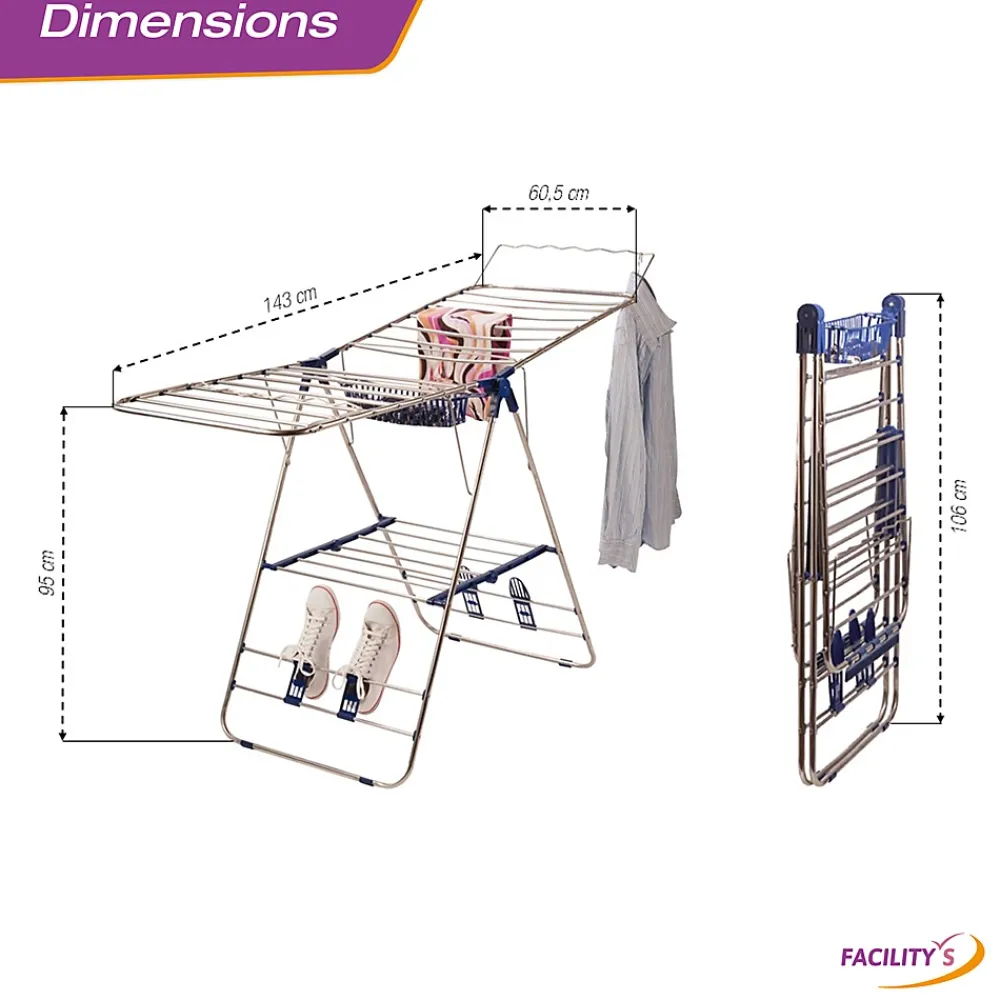 Facility'S Étendoir à linge pliable avec porte cintres