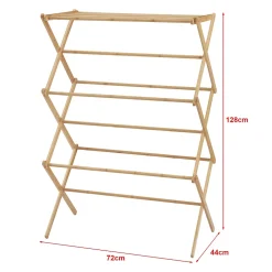 Etendoir À Linge|[En.Casa] Étendoir à linge pliable Grinau bambou 128 x 72 x 44 cm naturel en.casa
