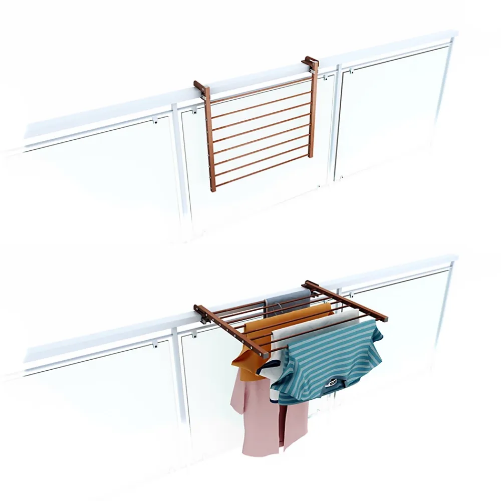 Etendoir À Linge|Foxydry Étendoir corten pliable pour balcon 62x63x8 cm Duo