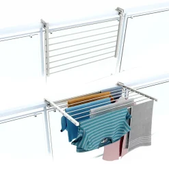 Foxydry Étendoir extérieur blanc rabattable alu 82x63x8 cm Duo