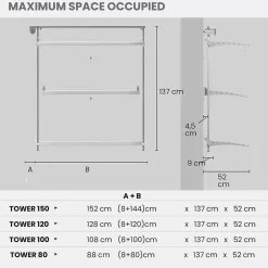 Etendoir À Linge|Foxydry Étendoir mural 3 grilles pliables blanc 88x52x137 cm alu Tower 80