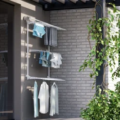 Etendoir À Linge|Foxydry Étendoir mural 3 grilles pliables blanc 88x52x137 cm alu Tower 80