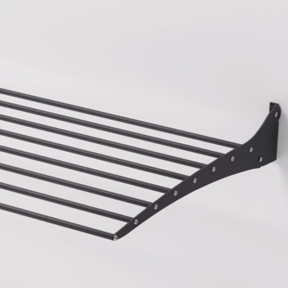 Foxydry Étendoir mural noir pliant alu 100x50x10cm bas Fold Down 100
