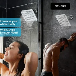 Pommeau De Douche, Flexible Et Barre De Douche|Deko Tete de Douche Pluie Anti Calcaire, 15CM Tete de Douche Haute Pression, Pommeau de Douche Fixe, Pommeau Carré Universelle