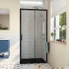 Swiss Aqua Technologies TEX BB Porte de douche 110x195cm coulissante anticalcaire avec profilés noir mat (SATTEXDBB110CT-SET)