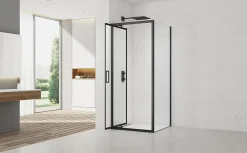 Swiss Aqua Technologies TEX-C ensemble porte compact/paroi 100x90cm anticalcaire avec profilés noir mat (SATTEXC100S90C)