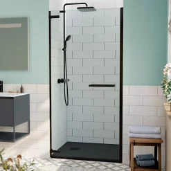 Porte De Douche|Swiss Aqua Technologies TGD NEW Porte de douche 100x200cm pivotante anticalcaire avec profilé noir mat (SATTGDO100NIKAC)