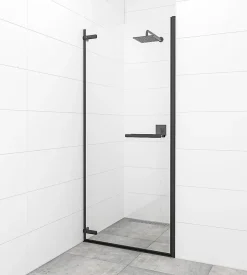 Porte De Douche|Swiss Aqua Technologies TGD NEW Porte de douche 100x200cm pivotante anticalcaire avec profilé noir mat (SATTGDO100NIKAC)