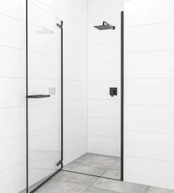 Porte De Douche|Swiss Aqua Technologies TGD NEW Porte de douche 100x200cm pivotante anticalcaire avec profilé noir mat (SATTGDO100NIKAC)