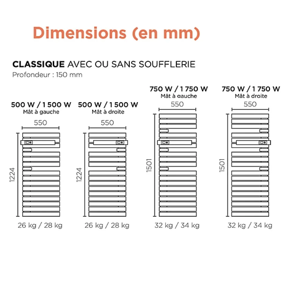 Thermor - Sèche-serviettes Allure 3 mat à gauche 750W gris ardoise/chêne - 483230